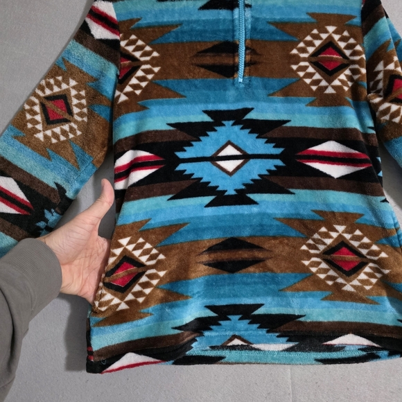 Trail Crest Womens 1/4 Zip Aztec Fleece Pullover Southwestern Size Medium - Picture 7 of 12